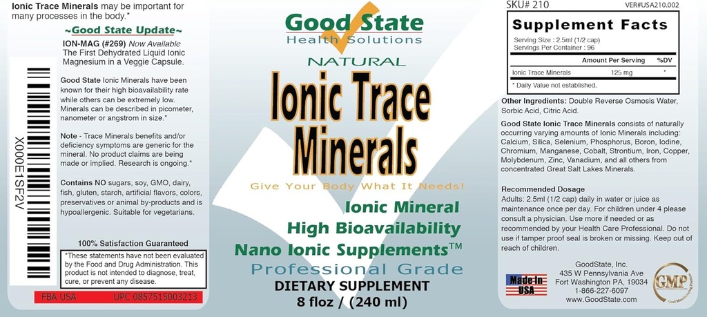 Good State Liquid Ionic Trace Minerals (96 servings at 125 mg - 8 fl oz) 3