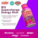 Vitamin Energy B12 11,000% Extra Strength Energy Shot Pink Berry 48 Pack, 260mg Natural Caffeine, B12 & B6, Nootropic Focus, Vitality, Zero Sugar, Gluten-Free, Vegan, Kosher, 1.93 fl oz 6