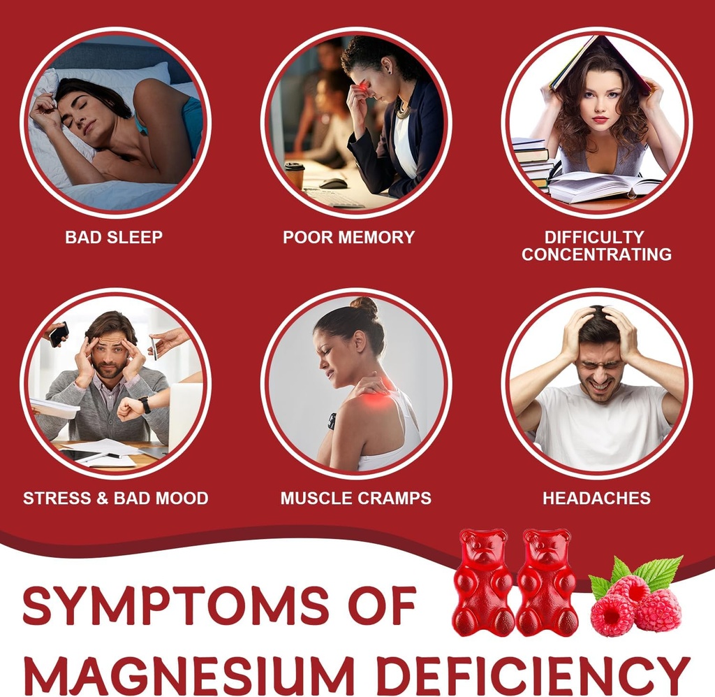 Magnesium Glycinate Gummies, Sugar Free Magnesium Supplement with Magnesium Glycinate 400mg, Magnesium L-Threonate 200mg for Calm Mood, Muscle, Bone & Sleep for Adults, 60 Raspberry Gummies 4