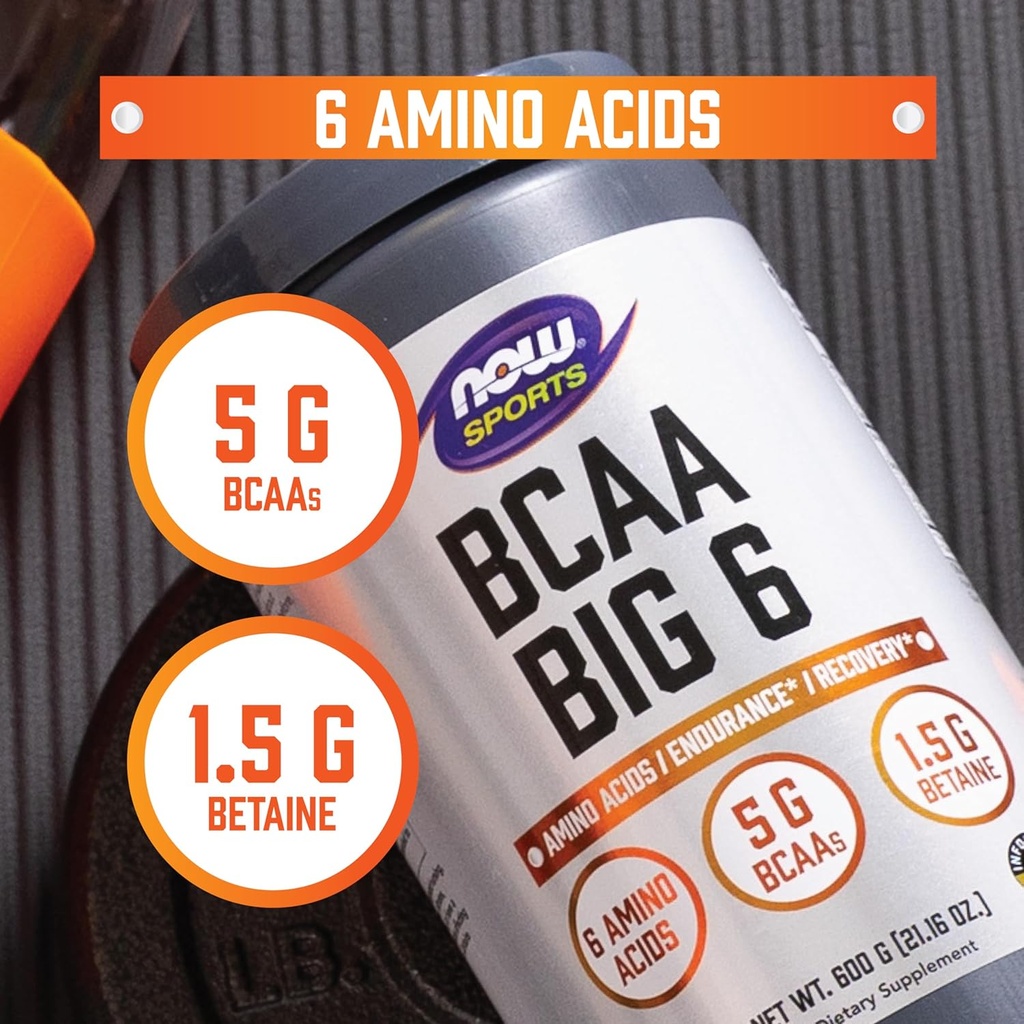 NOW Foods Sports Nutrition, BCAA (Branched Chain Amino Acids) Big 6, Watermelon Flavor, 600 Grams 5