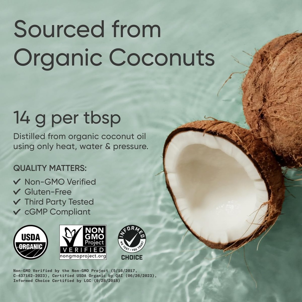 Sports Research Keto MCT Oil from Organic Coconuts - Fatty Acid Fuel for Body + Brain - Triple Ingredient C8, C10, C12 MCTs - Perfect in Coffee, Tea, & More - Non-GMO & Vegan - Unflavored (128 Oz) 3