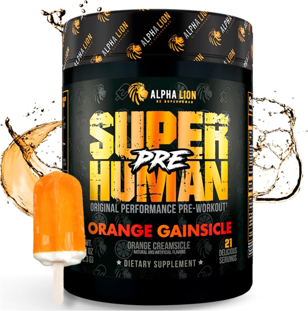 ALPHA LION Superhuman Pre Workout Powder, Beta Alanine, L-Taurine & Tri-Source Caffeine for Sustained Energy & Focus, Nitric Oxide & Citrulline for Pump (21 Servings, Orange Gainsicle) 2