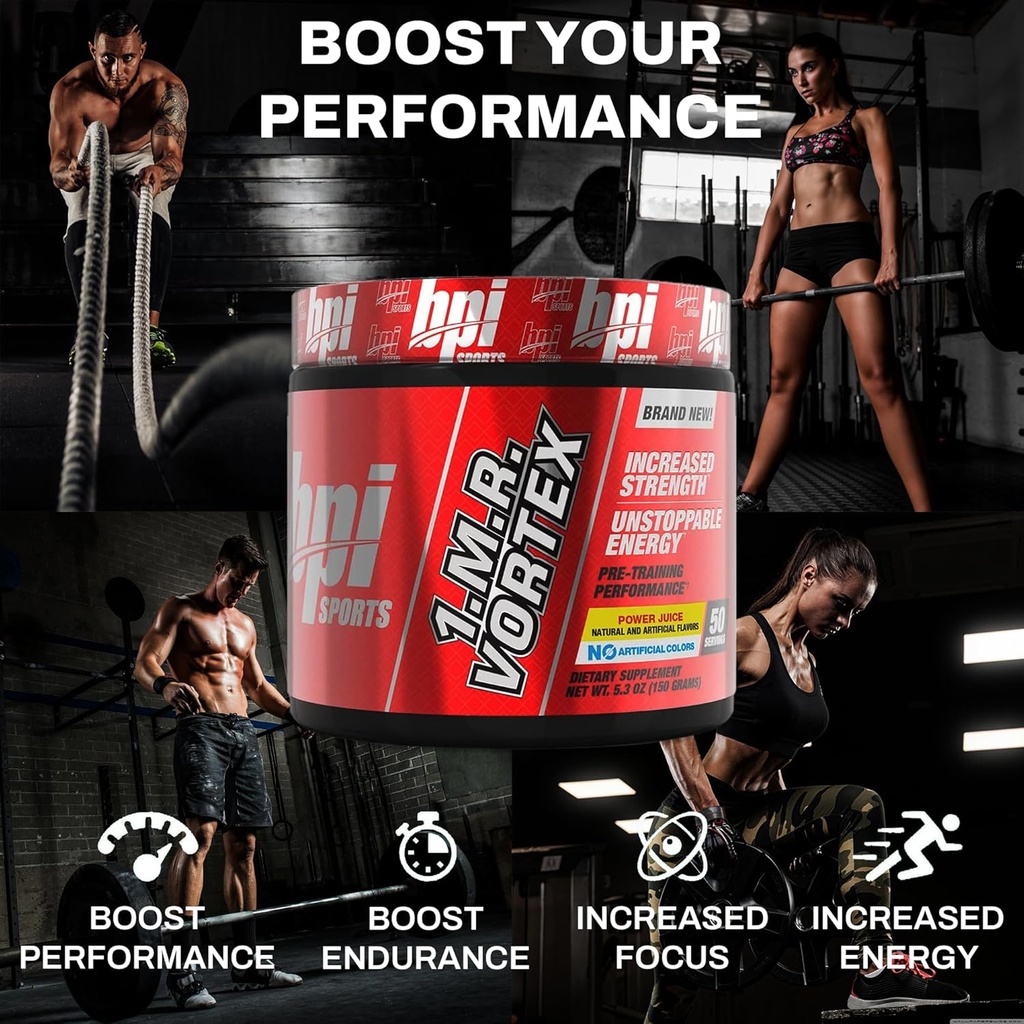 BPI Sports 1.M.R Vortex Pre Workout Powder – High Stim Preworkout for Men & Women with Glycerol, Caffeine, Niacin, and Herbal Extracts – Energy, Focus & Endurance – Power Juice – 50 Servings 5