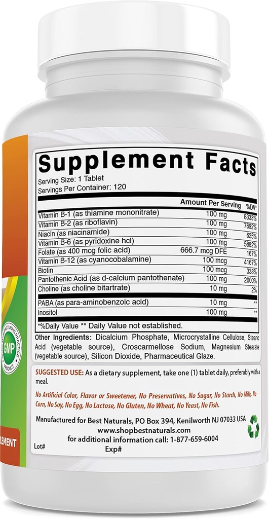 Best Naturals B-100 Complex for adults, 120 Tablets 6