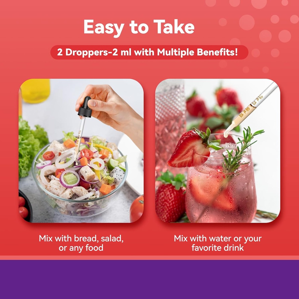 Magnesium Glycinate Liquid Drops 1500mg with Magnesium Citrate & Taurate, L-Theaine, Vitamin D3, B6, Supports Calm, Sleep, Muscle Relaxation, Leg Cramps & Energy, Strawberry Flavor, 60 mL 6