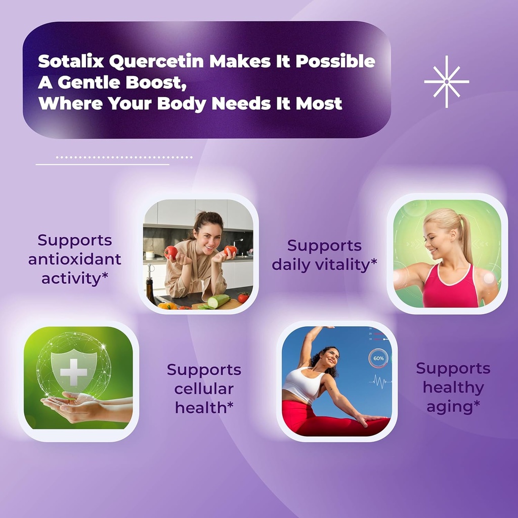 SOTALIX Supplement Premium Quercetin 98% High Purity with Bromelain, Zinc, Vitamin D3 2000 IU, Elderberry - Cardiovascular Respiration Immune Support for Adult Kids - 180 Day Supply 4