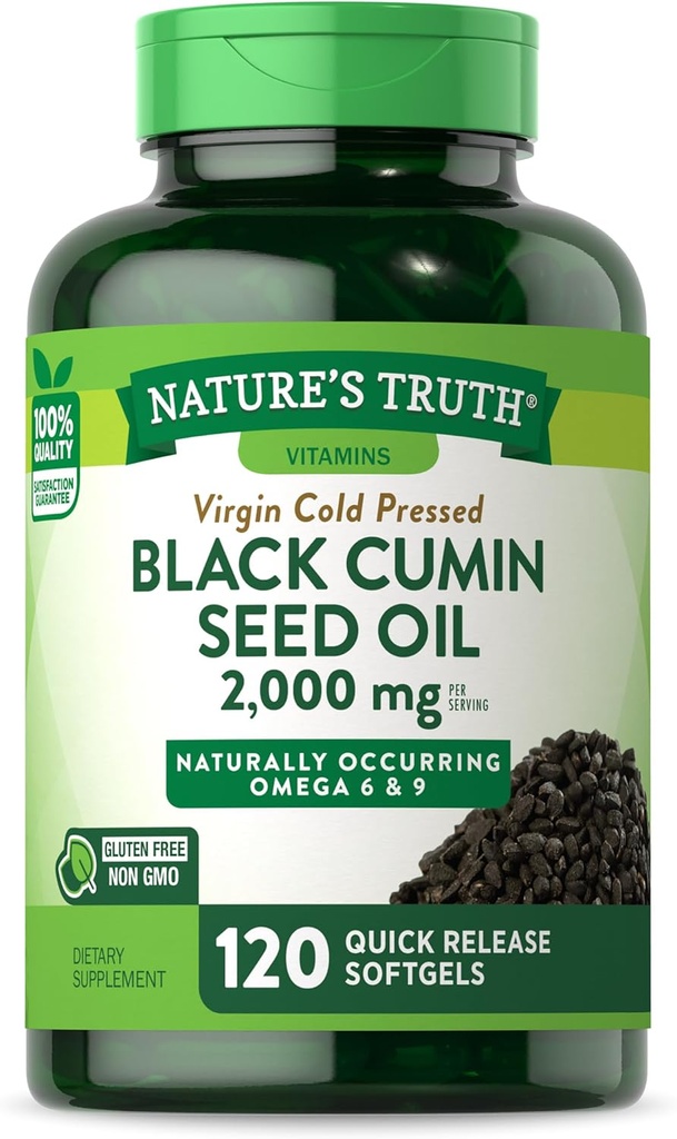 Nature's Truth Black Seed Oil Pills | 2,000mg | 120 Softgels | Virgin Cold Pressed Cumin | Non-GMO and Gluten Free Supplement 2