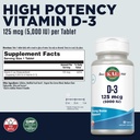 KAL Vitamin D3 5000 IU 125 mcg, High Potency Vitamin D Tablets, Calcium Absorption, Bone Health and Immune Support Supplement, Rapid Disintegration D-3 ActivTabs, 60-Day Guarantee, 60 Serv, 60 Tablets 3