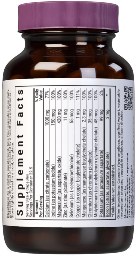 Bluebonnet Multi Mineral Plus Boron Vegetarian Capsules without Iron,White 90 Count 3