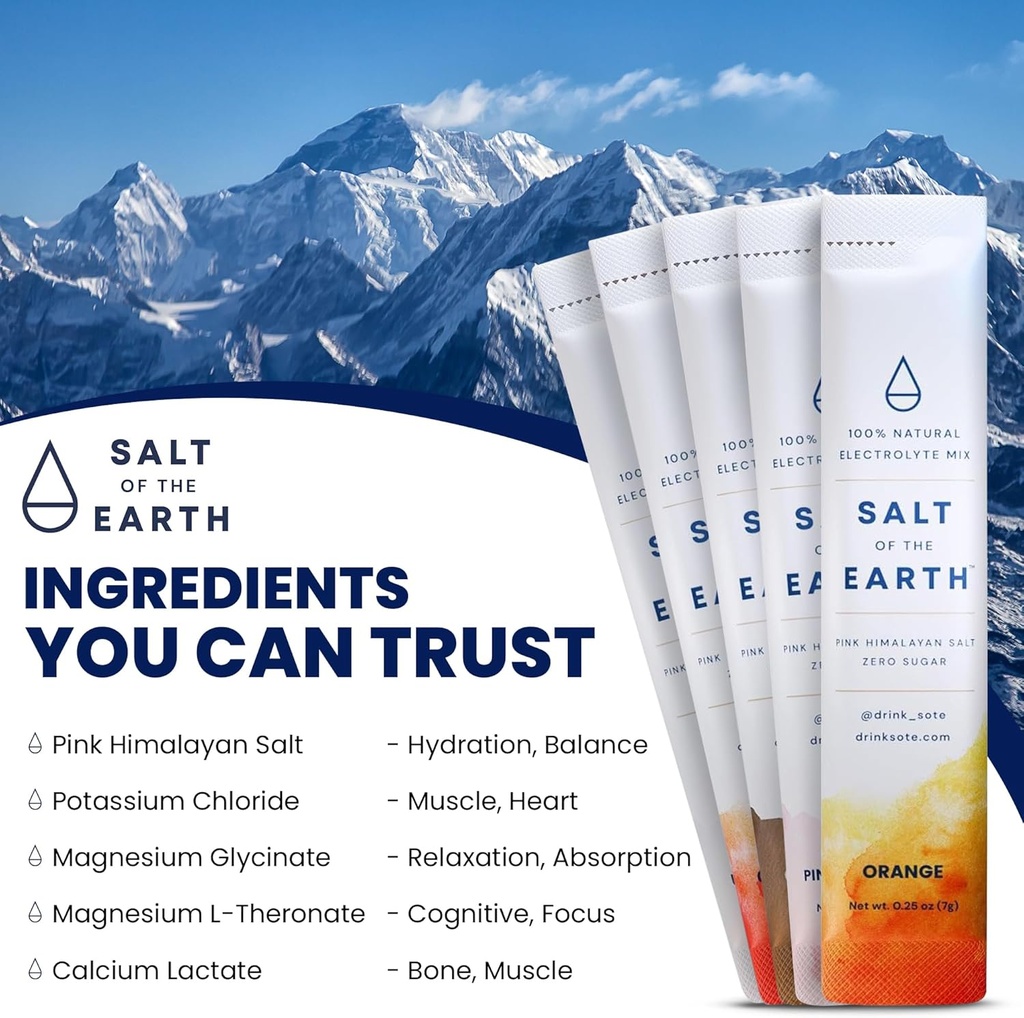 Salt of the Earth Premium Zero-Sugar Electrolyte - Made with Pink Himalayan Salt - Hydration Powder Packets | Premium Ingredients | Keto & Paleo Friendly | 30 Sticks, Grapefruit 6