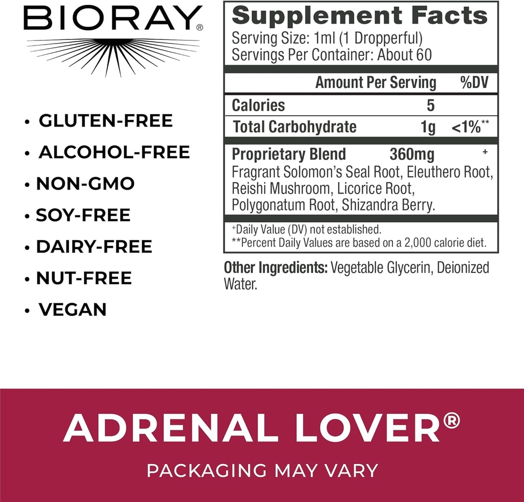 BIORAY Adult Daily Adrenal Lover - 2 fl oz - Traditional Chinese Kidney Yin Tonic - Non-GMO, Vegetarian, Gluten Free, Alcohol Free 3