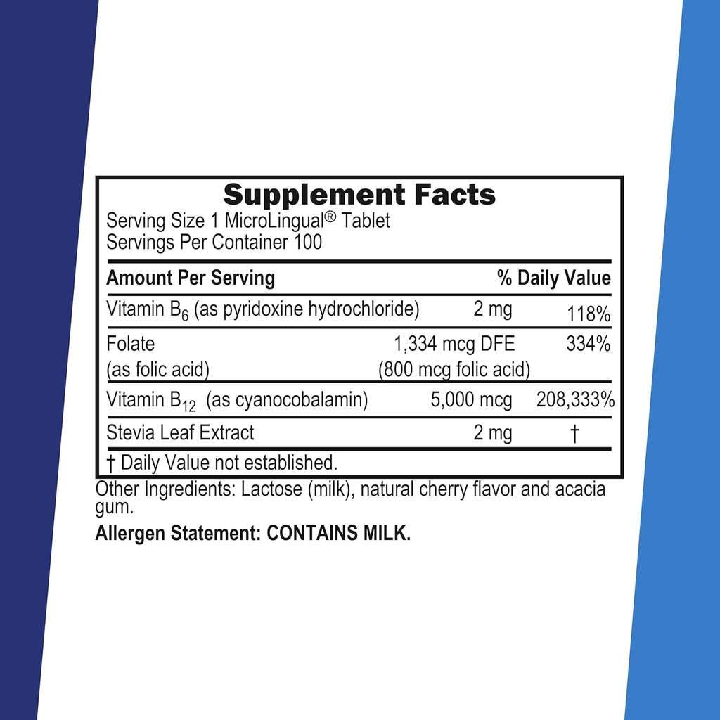 Superior Source No Shot Vitamin B-12 Cyanocobalamin 5000 mcg, B-6, Folic Acid 800 mcg - Support Brain & Heart Health - Aids Natural Energy Levels - 100 Sublingual Dissolving Tablets 3