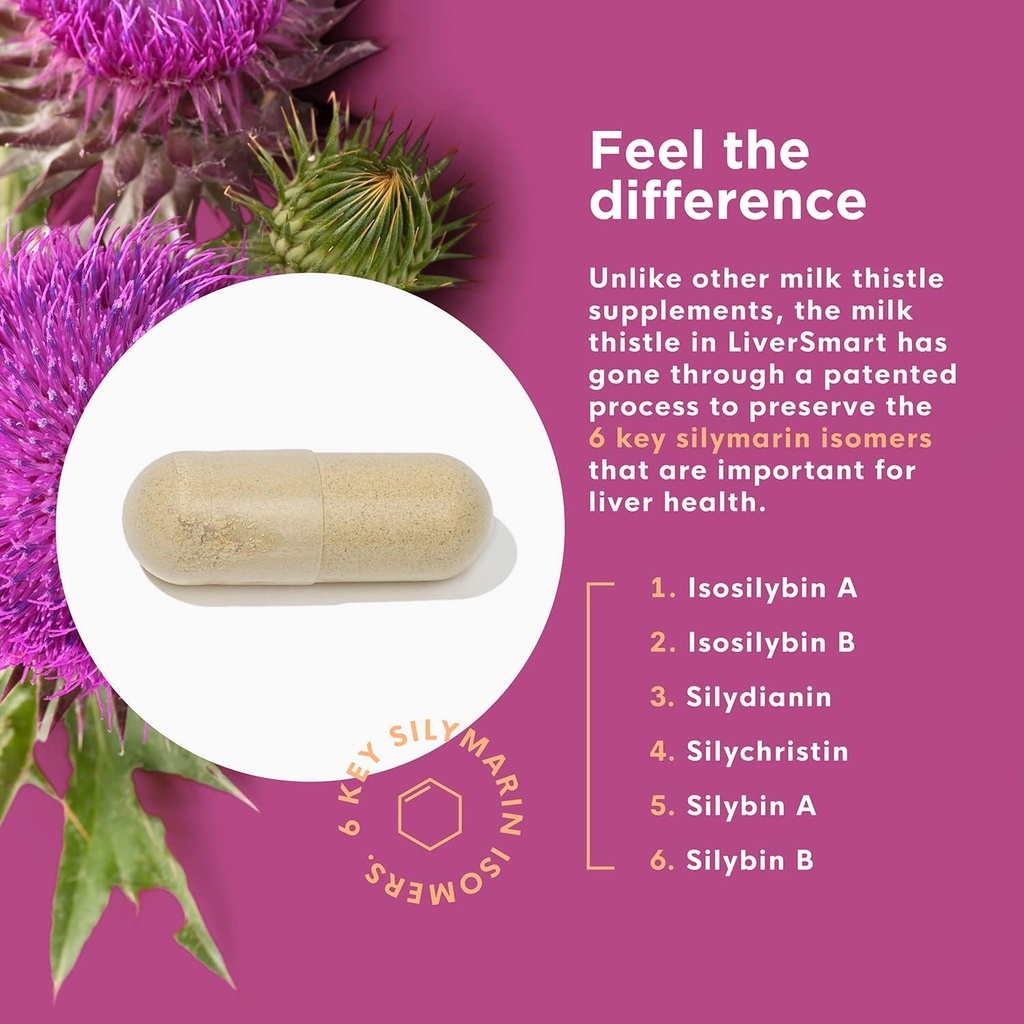 LiverSmart - Liver Cleanse & Repair Formula with European Milk Thistle, Silymarin, Artichoke, Dandelion, Yellow Dock Root, Beet Root - Supplement to Aid, Renew and Support Liver Health (3) 5