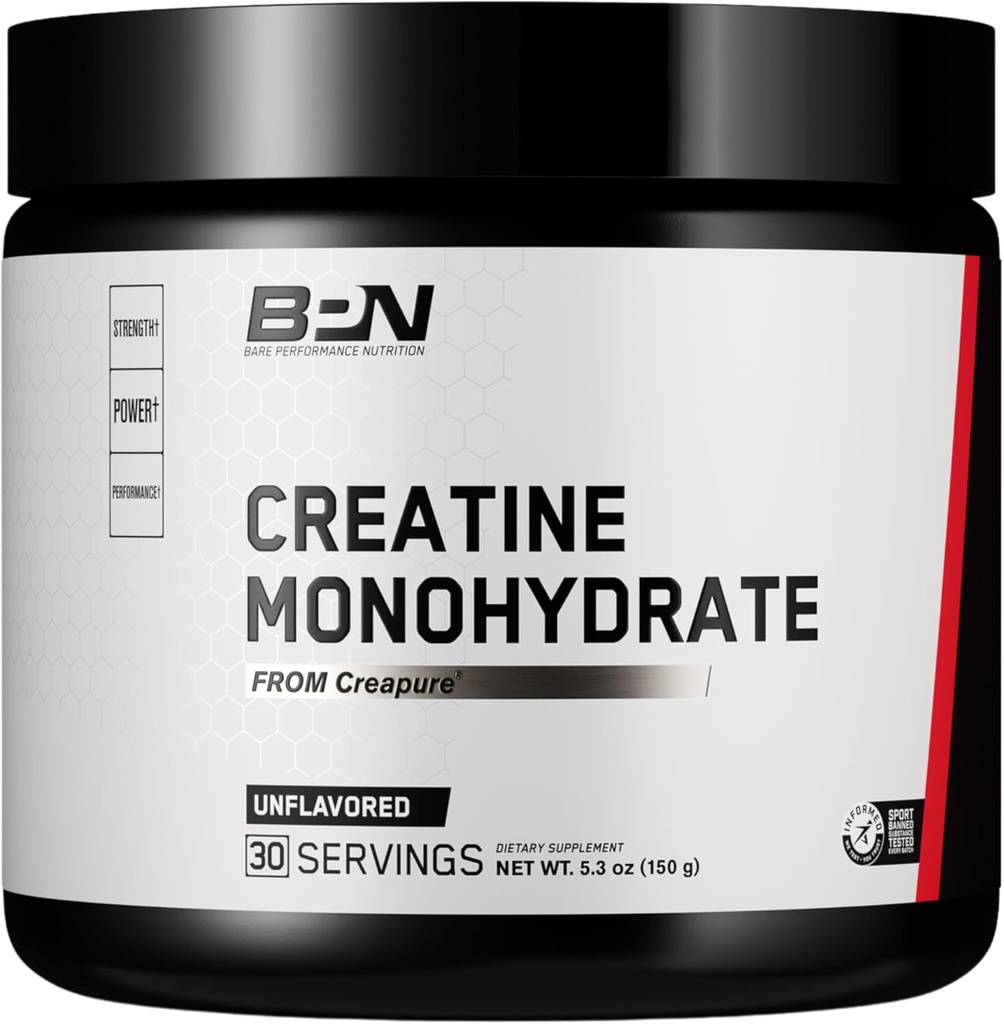 BARE PERFORMANCE NUTRITION, BPN Pure Creatine Monohydrate Powder by Creapure, 5g of Creatine per Serving, Supports Muscle Growth, Unflavored Creatine Powder, 30 Servings 2