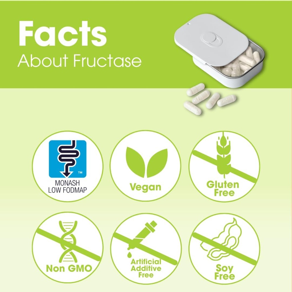 Intoleran Fructase Digestive Enzymes - 36 Capsules | Supplement for Fructose Intolerance | Enzymes to Help Digest Sugary Foods & Drinks (Fruit Sugar) | Fast Acting | Pure and Vegan | Low FODMAP 5