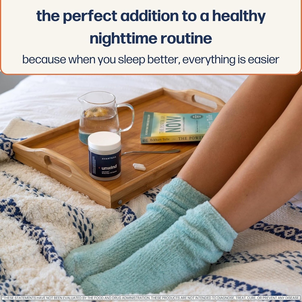 Avantera Unwind - Stress and Sleep Supplement for Adults - Support Healthy Stress Levels & Improve Sleep Efficiency - Magnesium, Melatonin, Ashwagandha, & More - 56 Vegan Capsules 4