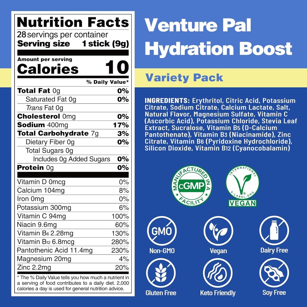Venture Pal Mushroom Coffee & Electrolyte Powder Bundle: 12 in 1 Coffee with Ashwagandha for Focus & Immunity + Sugar-Free Electrolyte Packets with 5 Vitamins & 7 Electrolytes - 40 Servings & 16 Stick 6