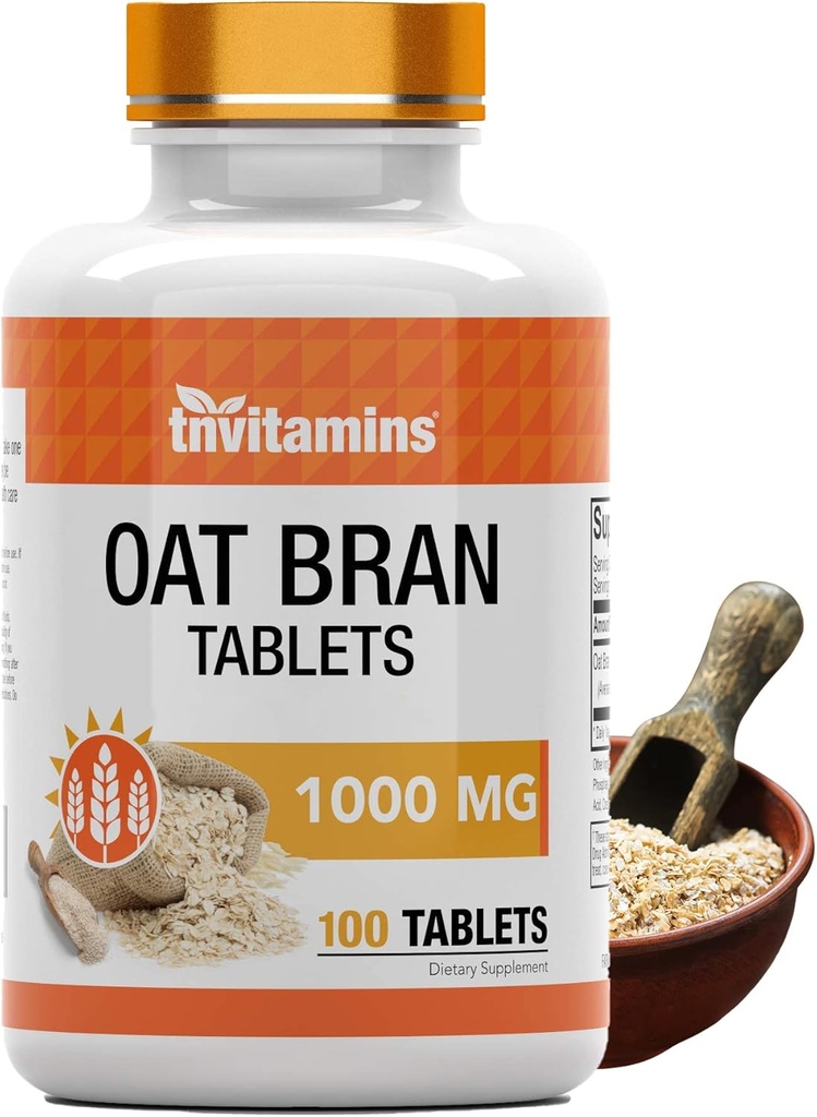 tnvitamins Oat Bran Tablets | 100 Tablets x 1,000 MG per Tablet | Oat Fiber Tablets | Soluble & Dietary Fiber Supplement | Supports Digestive Health * | High Potency Formula 2