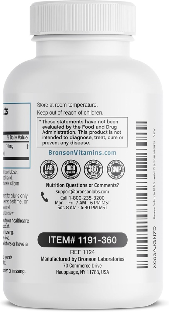 Bronson Melatonin 10 MG Fast Dissolve Peppermint Tablets, Promotes Relaxation, 360 Chewable Vegetarian Lozenges 6