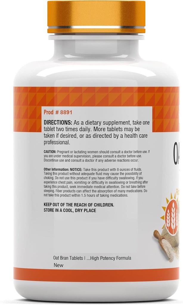 tnvitamins Oat Bran Tablets | 100 Tablets x 1,000 MG per Tablet | Oat Fiber Tablets | Soluble & Dietary Fiber Supplement | Supports Digestive Health * | High Potency Formula 4