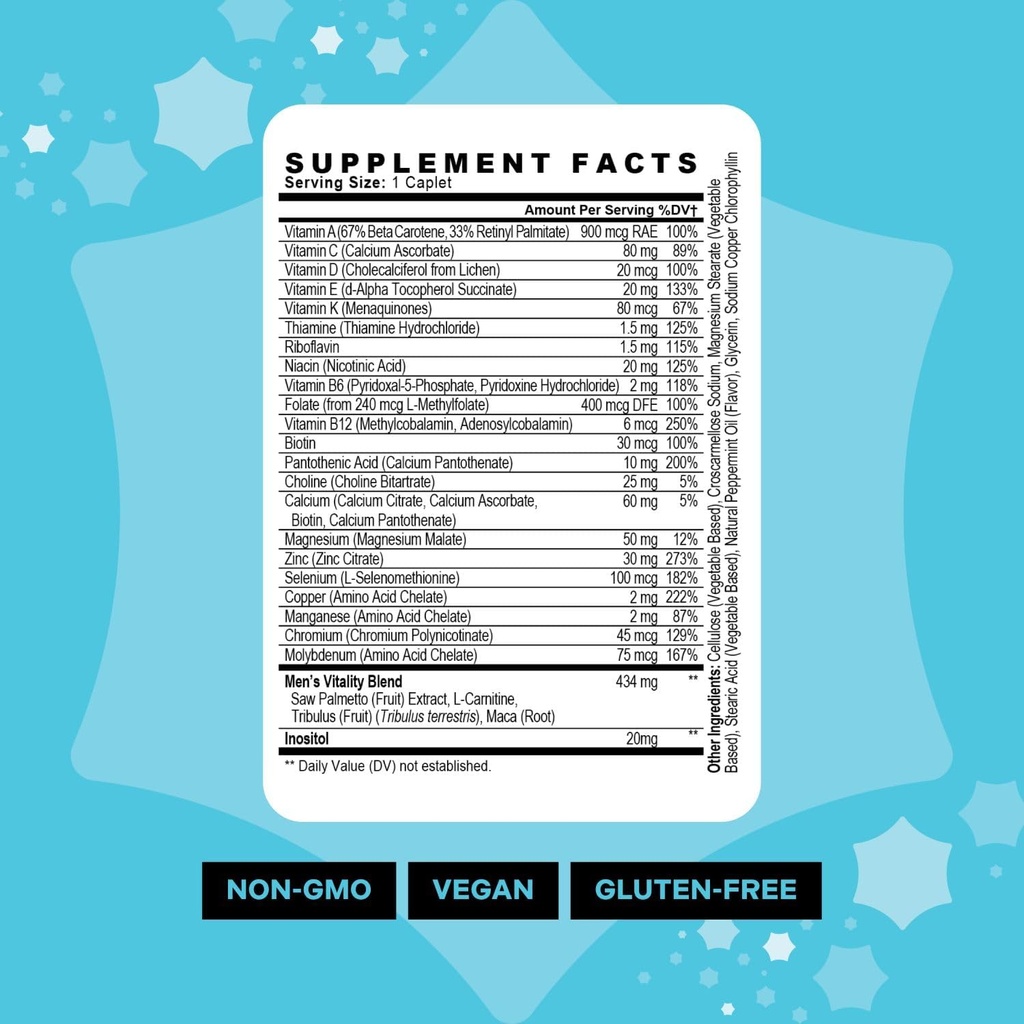 Best Nest Wellness Men's Multi Plus - Daily Multivitamin for Brain & Energy Health Support - Daily Multivitamin for Men - Probiotics & Digestive Enzyme Formula - 30 Caplets 3