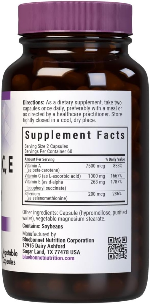 BlueBonnet Beta Carotene C and E Plus Selenium Vegetarian Capsules, 120 Count, White 3