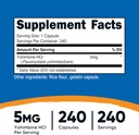 Nutricost Yohimbine HCl 5mg, 240 Capsules Extra Strength - Gluten Free, Non-GMO 3