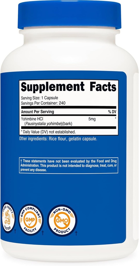 Nutricost Yohimbine HCl 5mg, 240 Capsules Extra Strength - Gluten Free, Non-GMO 6