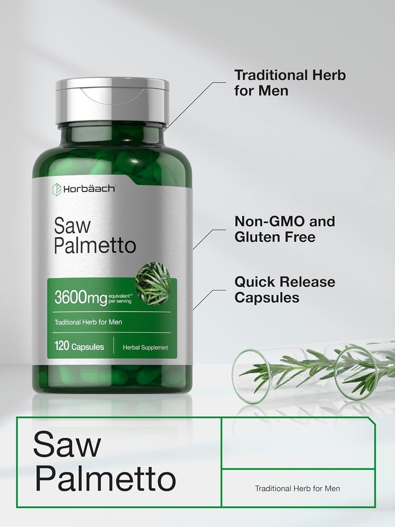 Horbäach Saw Palmetto Extract | 120 Capsules | Non-GMO and Gluten Free Formula | from Saw Palmetto Berries 5