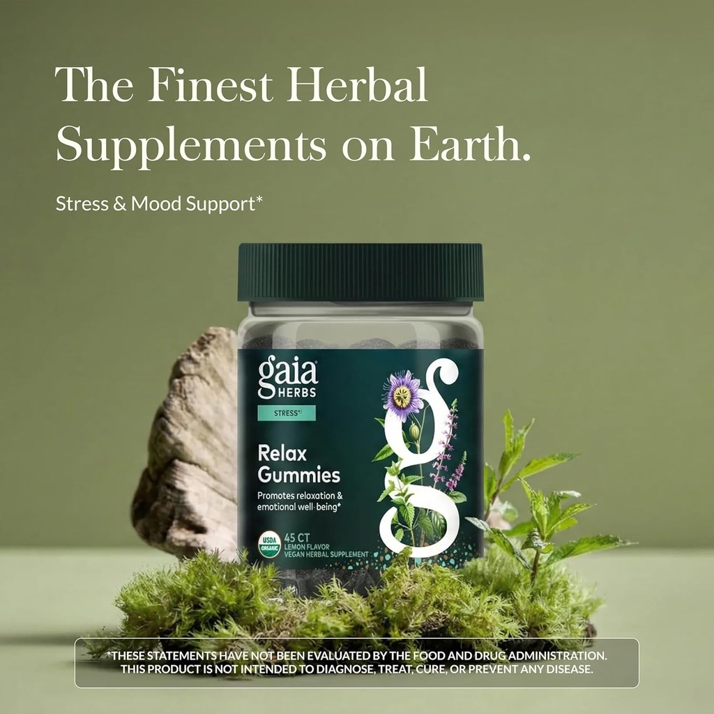 Gaia Herbs Relax Gummies - Supports Calm Feelings - with Organic Apple Juice & Lemon Juice Concentrate - 45 Gummies (15 Servings) 3