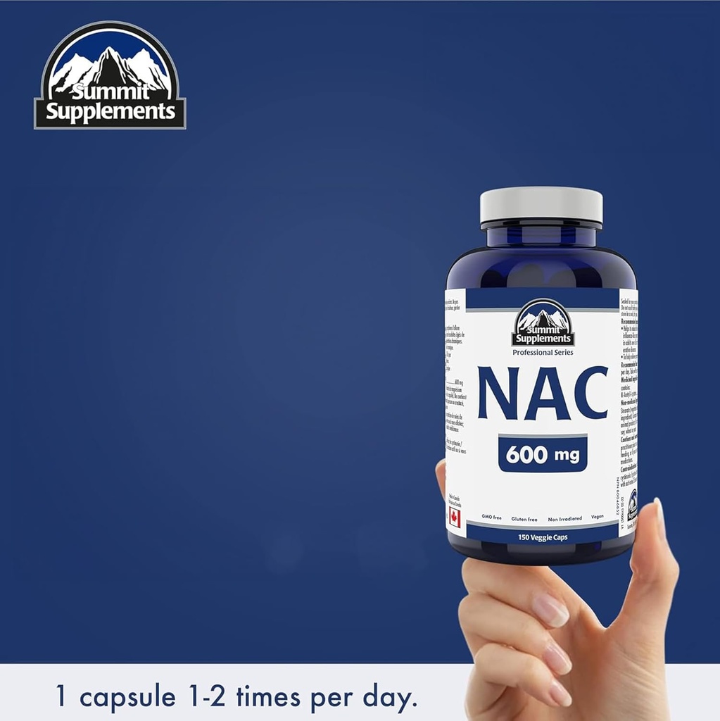 Summit Supplements - NAC Supplement 600mg, Nac n-Acetyl cysteine, Supports Antioxidant Glutathione Levels, Immune System Support, Liver Support - Product of Canada - 150 Capsules 5