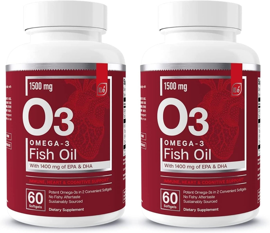 Essential Elements Omega-3 Fish Oil Supplement with EPA & DHA | Fatty Acids for Immune, Heart & Cognitive Support | Omega-3 Fish Oil 120 Softgels (2-Pack) 2