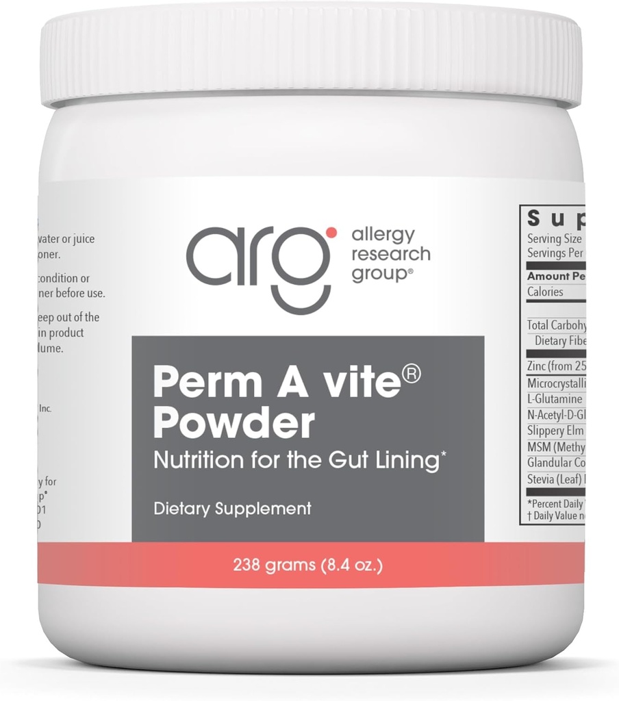 Allergy Research Group Perm A Vite Powder - Gut Health for Men & Women, L-Glutamine, Slippery Elm - 8.4 Oz 2