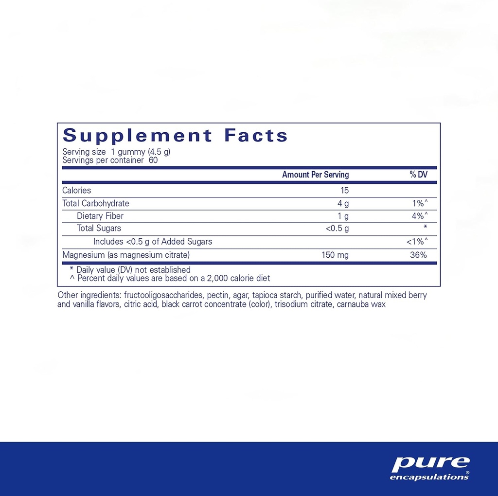 Pure Encapsulations Magnesium Gummy - Magnesium Citrate - Supports Heart Health & Relaxation* - for Children & Adults - Vegan & <0.5g Sugar per Gummy - 60 Gummies 3