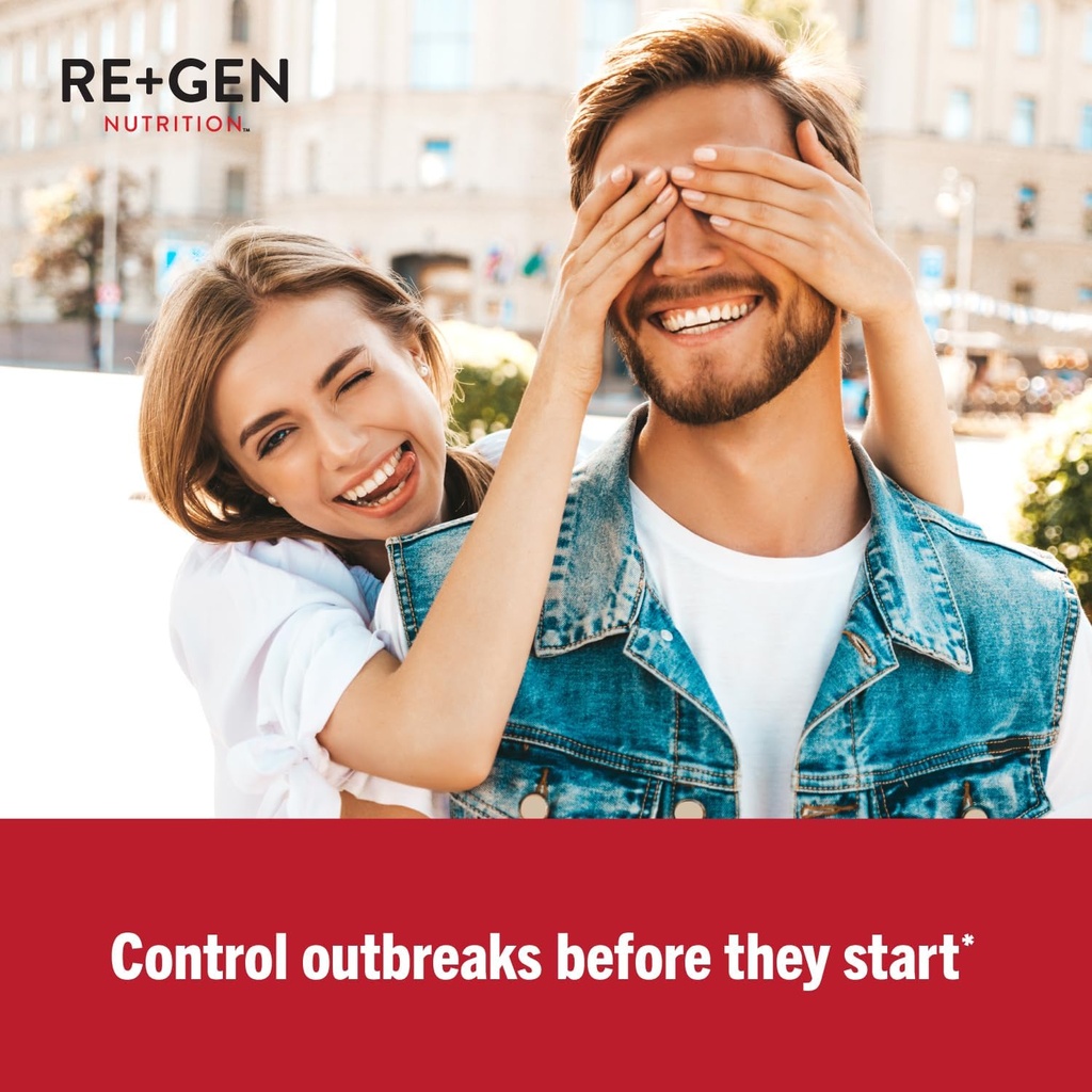 Re+Gen Nutrition HERPRESCUE Outbreak Support Supplement, Cold Sore Care for Adults, Natural Capsules w/Zinc, Vitamin C, & L lysine Amino Acid for Immune Health, 120 Capsules 6