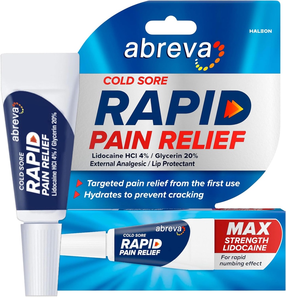 Abreva Cold Sore Treatment Rapid Pain Relief Cream - 1 Tube, 3 Grams 2