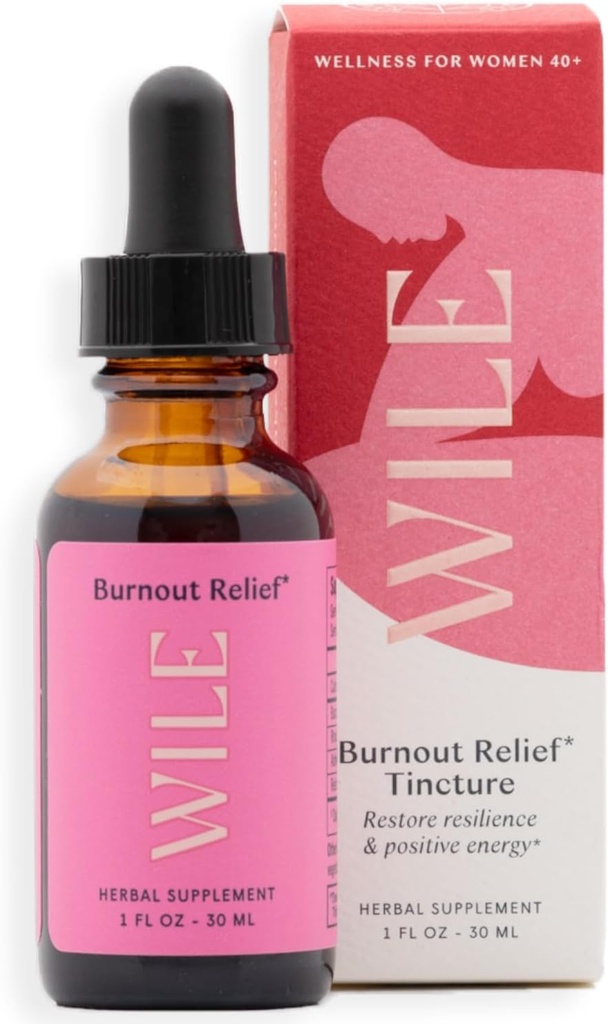 WILE Burnout Relief Drops for Women, Energy Tincture & Mood Support Supplement with Ashwagandha, Rhodiola & Bacopa, Stress Support Tincture for Physical & Mental Signs of Stress, 1fl oz 2