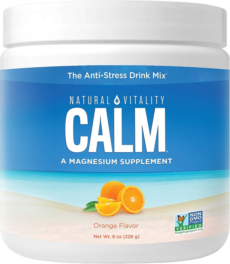 NATURAL VITALITY Orange Flavor Magnesium Anti-Stress Drink Mix, 8 OZ 2