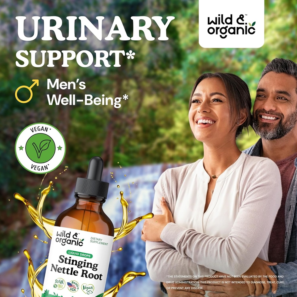 Wild & Organic Stinging Nettle Tincture - Stinging Nettle Root Extract Drops for Men & Women - Liquid Urtica Dioica Supplement - Vegan, Sugar & Alcohol-Free - 4 fl oz 3