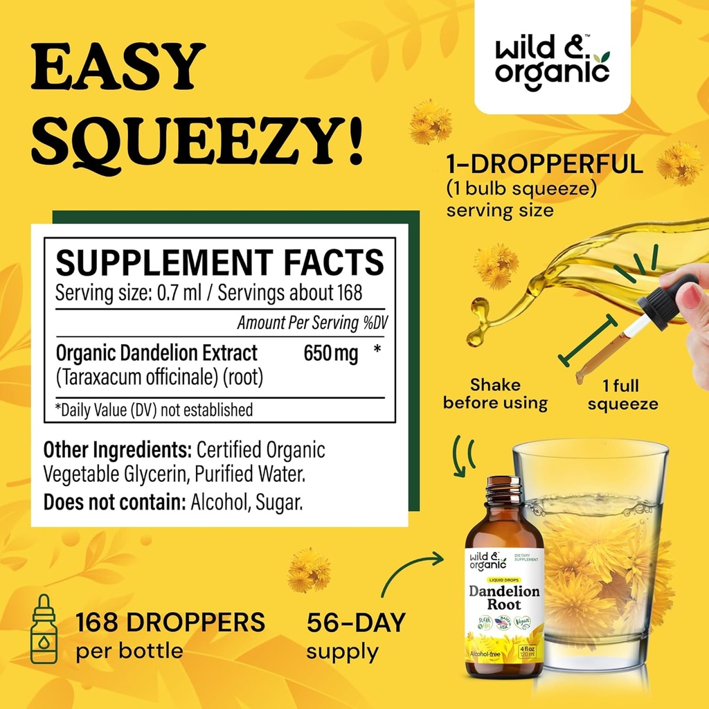 Wild & Organic Dandelion Root Tincture 4 fl oz & Milk Thistle Tincture 4 fl oz 4