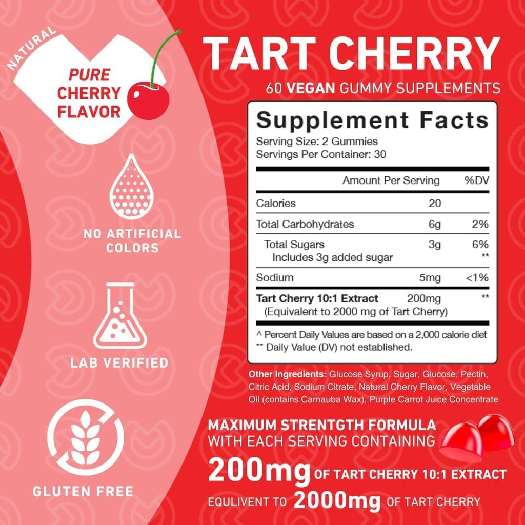 PUREFINITY Tart Cherry Gummies – Uric Acid Flush for Joint Relief & Recovery, Raw Juice Extract Antioxidant – Non-GMO, Gluten Free, Vegan, 60 Count (Pack of 2) 5