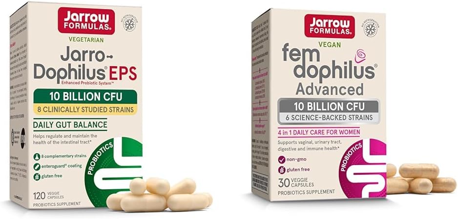 Jarrow Formulas Probiotics Bundle with Jarro-Dophilus EPS 10 Billion CFU 120 Caps and Fem-Dophilus Advanced 10 Billion CFU 30 Caps 2