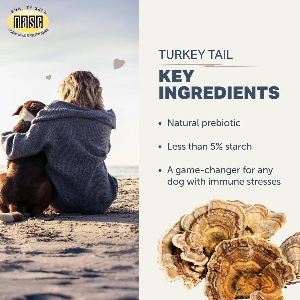 Turkey Tail Mushroom for Dogs - Whole, Organic Mushroom Extract - Over 50% Beta-Glucan - Third Party Tested, Made in The USA - No Grains No Fillers - 60 Day Large Dog Supply 5