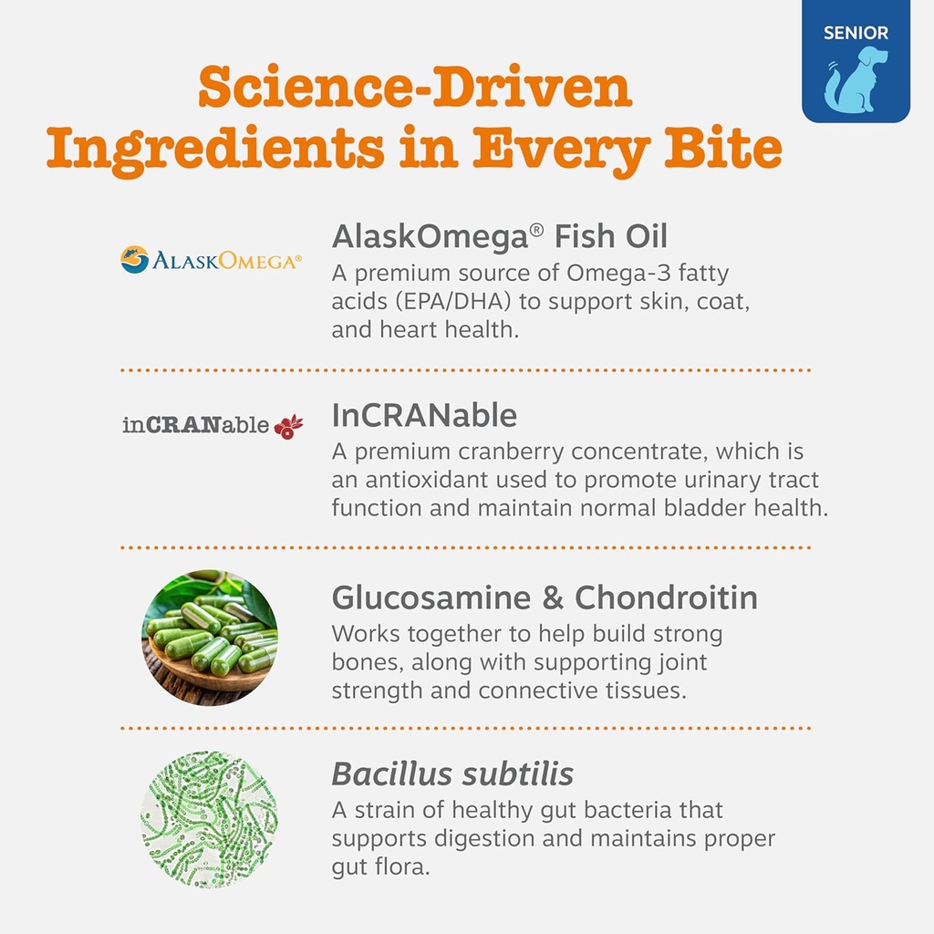 Zesty Paws Senior Dog Multivitamin Treats - Glucosamine for Dogs + Digestive Enzymes & Probiotics - Grain Free Dog Vitamins and Supplements for Skin & Coat + Immune Health Chicken - Advanced - 60ct 4