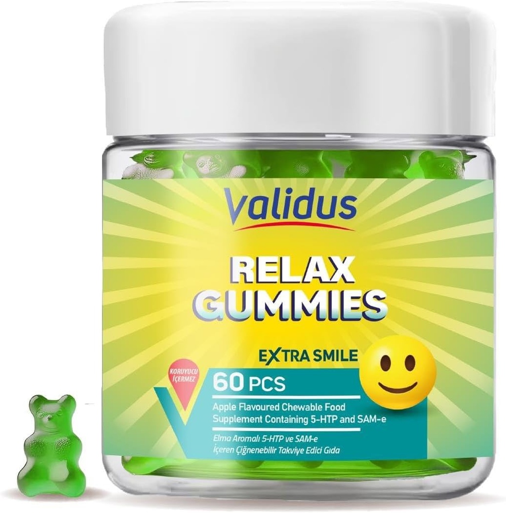Validus Premium Stress Relief Gummies – 5-HTP 200mg & SAM-e 25mg Helps to Reduce Stress & Relaxation - Vitamin Support | Apple Flavor Gummies, Mood & Calm Supplement, Non-GMO, 60 Vegan Gummies 2