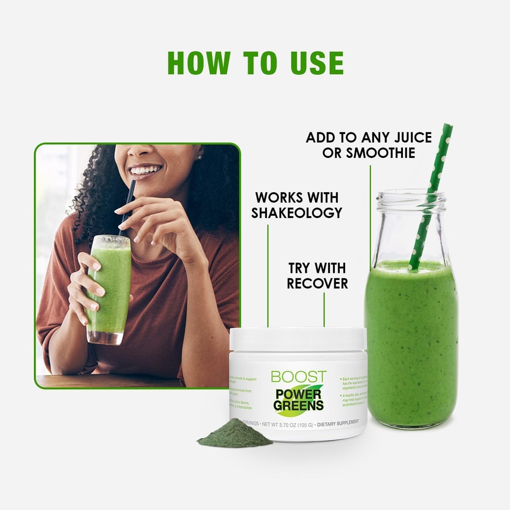 BODi Power Greens Boost - for Women & Men - Superfood Supplement with Phytonutrients from Spinach, Chlorella, Cucumber, Kale, Celery & Matcha - No Artificial Colors or Flavors, 21 Servings 6