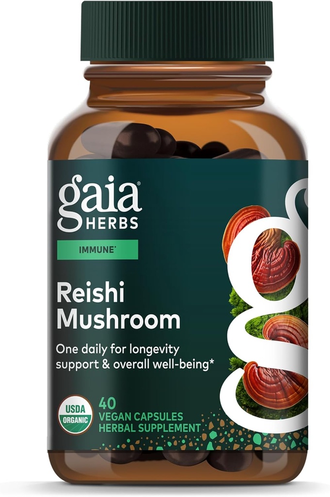 Gaia Herbs Reishi Mushroom - Helps Maintain a Healthy Immune System & Supports Heart Health - Adaptogen Herbal Supplement for Longevity Support - 40 Vegan Liquid Phyto-Capsules (40-Day Supply) 2
