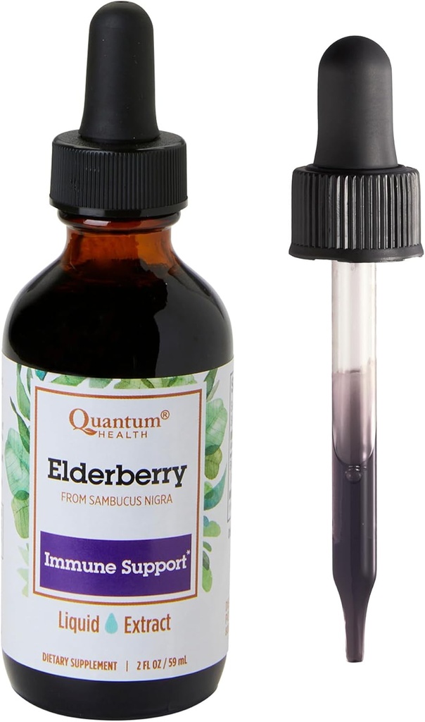 Quantum Health Black Elderberry Liquid Extract Sambucus Nigra Immune Support Formula 700mg - Daily Wellness Boost of Potent Antioxidants for Women & Men - High Dose, Fast Absorption, Vegan - 2 Fl Oz 2