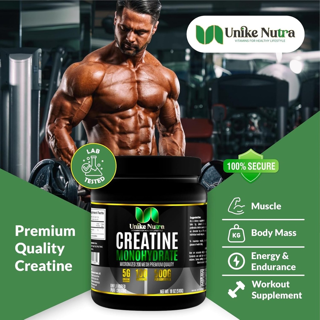 Pure Creatine Monohydrate Powder Supplement, Unflavored, Supports Bulk Muscle Energy, Recovery, & Strength - Creatine Supplement for Men & Women - 500G, 5000mg Per Serv (5g) - 100 Servings 3