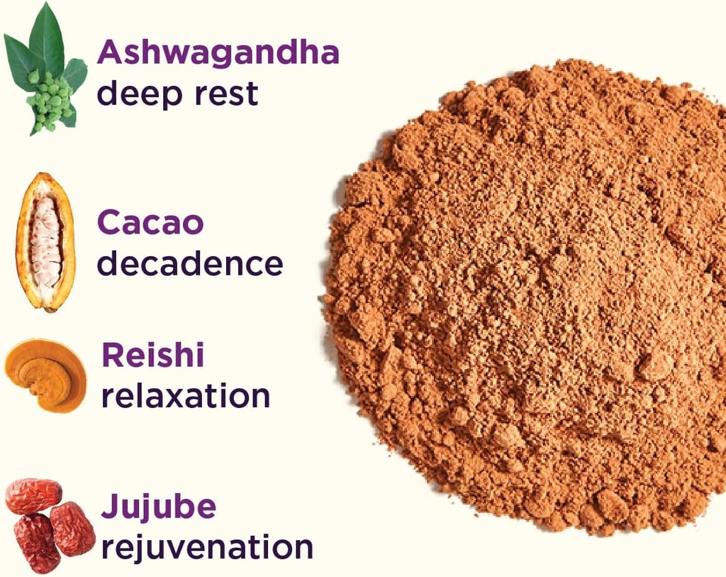 Rasa Deep Dream Cacao – Adaptogenic Mushroom Sleep Blend | Vegan, Gluten Free with Reishi + Ashwagandha + Jujube (6.77 oz. / 24 Servings) 4